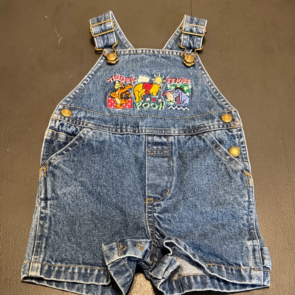 Vintage Winnie the Pooh Denim Short Overalls for baby